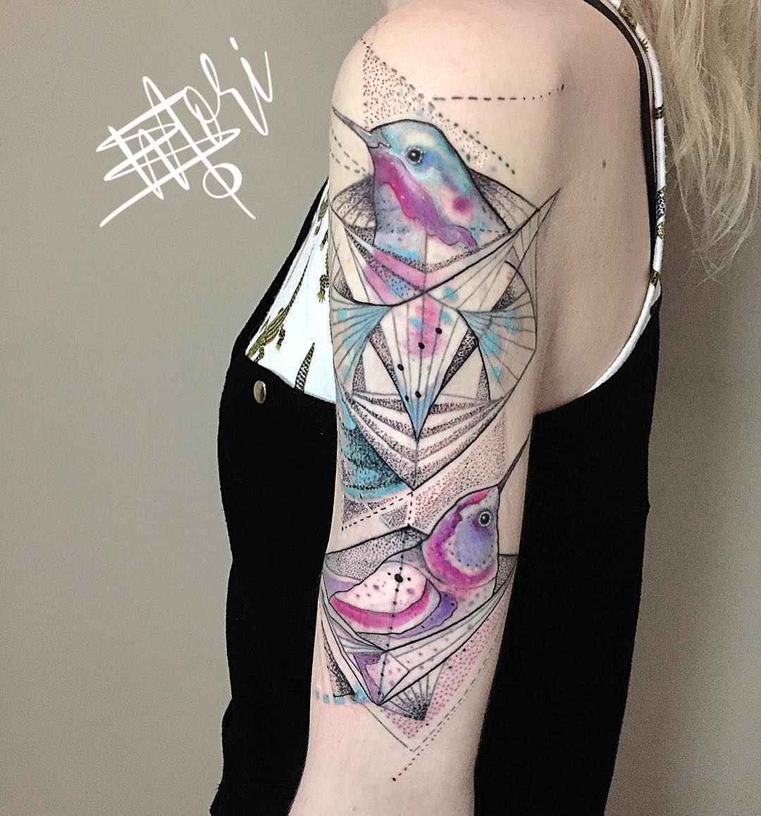 Tattoo艺术家Mo Mori创作风格素描水彩纹身 | 德国，柏林