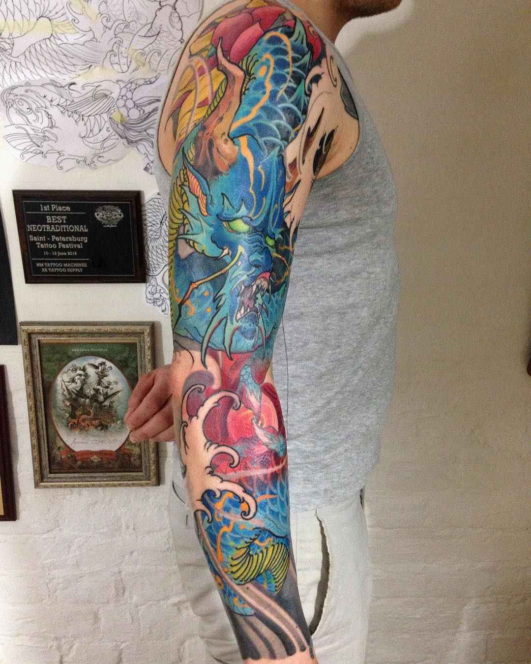 纹身艺术家Slava Fil Filitov，传统东方日本风格彩色纹身 | 沙皇彼得格勒，俄罗斯