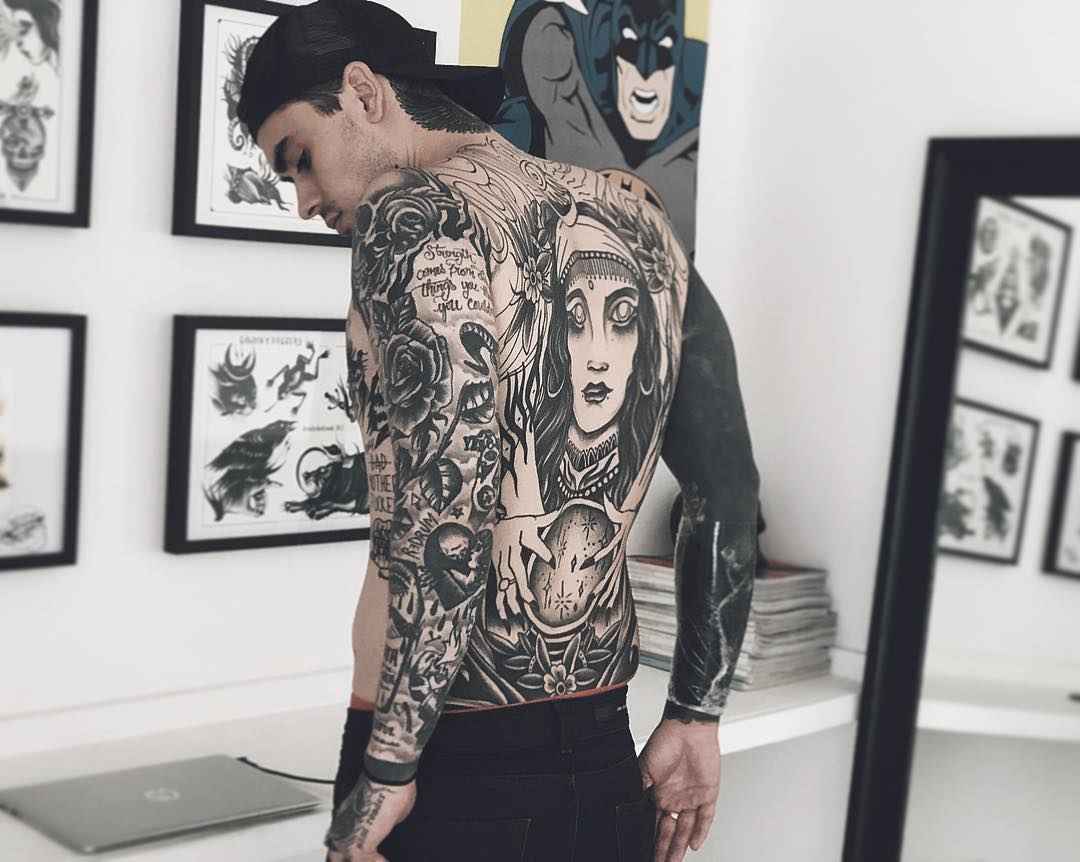 纹身模特约瑟·普拉格，男性另类摄影模特，纹身男子 | 美国