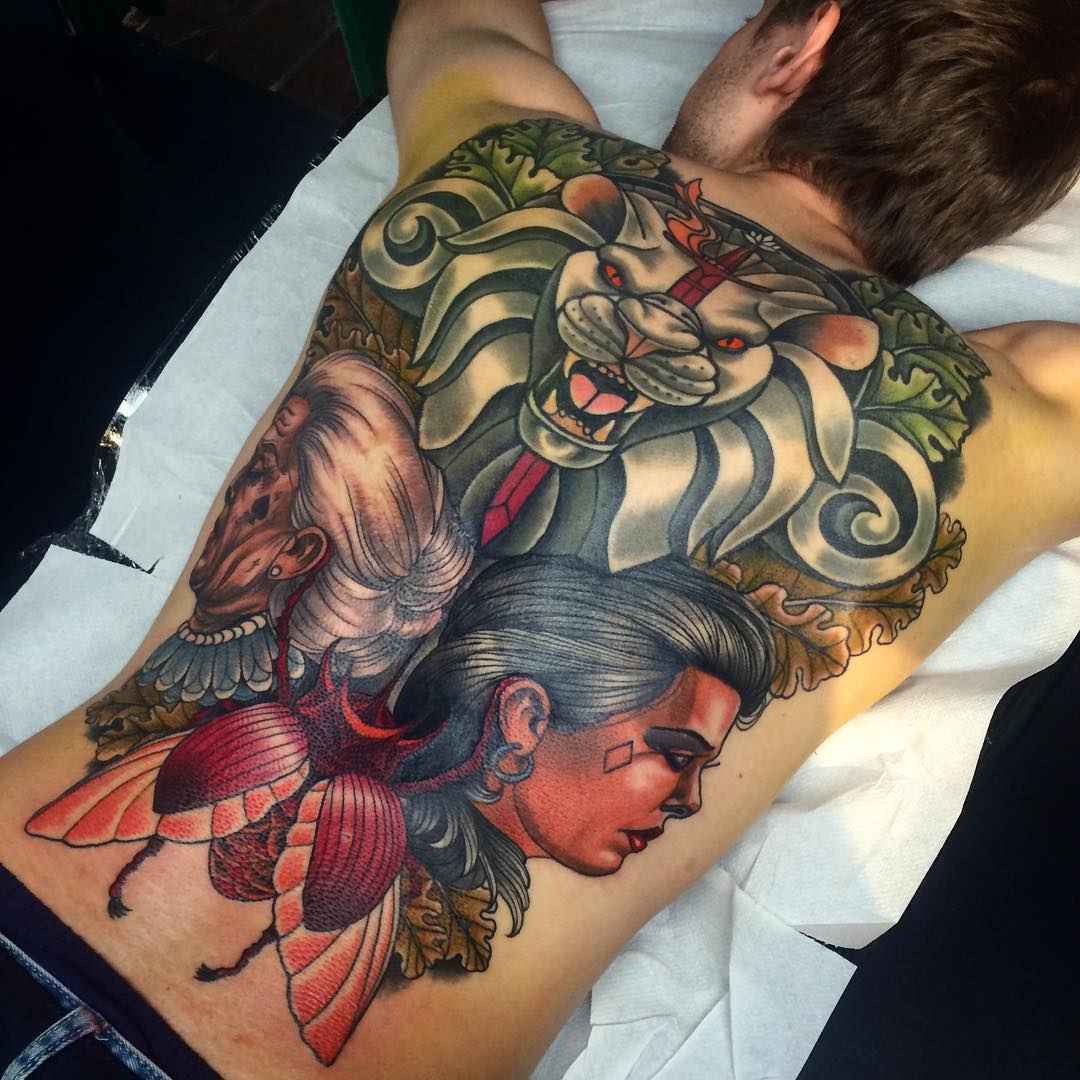 Tattoo artist Bartosz Panas authors style color neo traditional tattoo | Warsaw, Poland