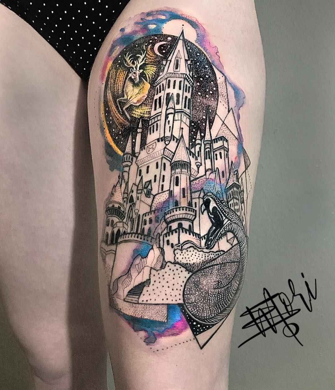 Tattoo艺术家Mo Mori创作风格素描水彩纹身 | 德国，柏林