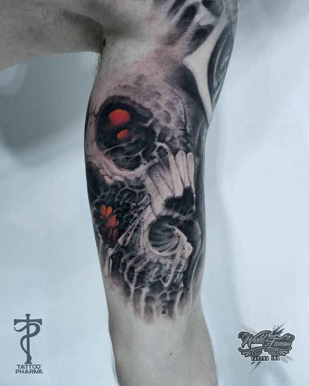 Tattoo艺术家Alexandr Litvinov，彩色与黑白 tattoo 真实感，生物机械 tattoo | 俄罗斯