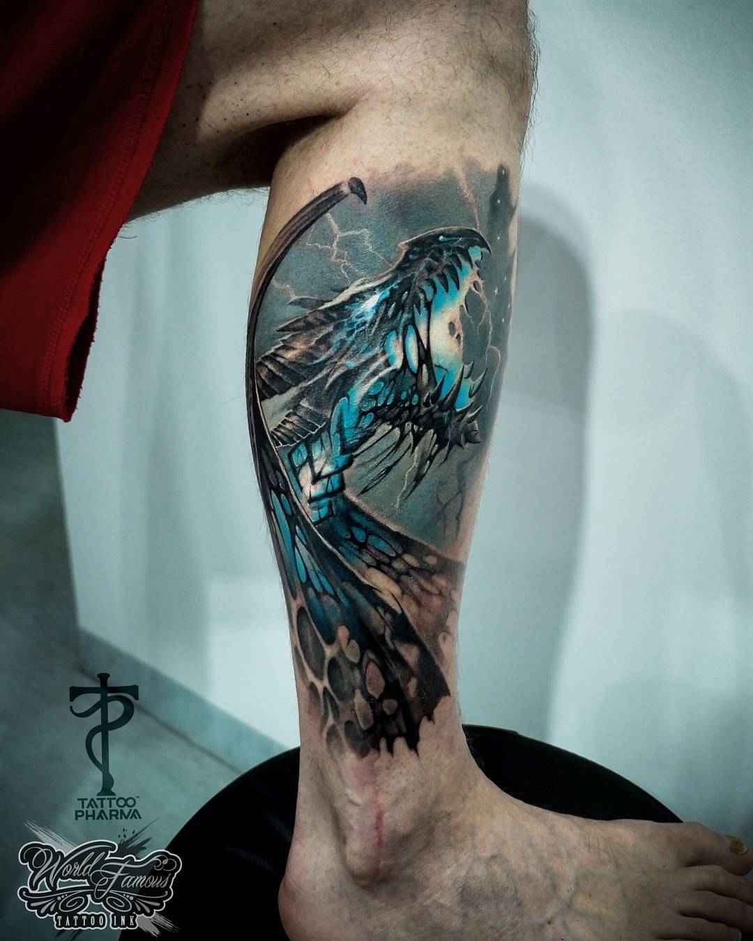 Tattoo艺术家Alexandr Litvinov，彩色与黑白 tattoo 真实感，生物机械 tattoo | 俄罗斯