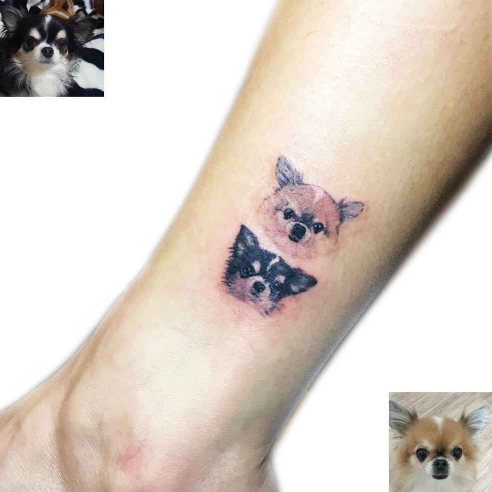 Tattoo artist Yammy, color and black and grey minimalistic pets tattoo | Seoul, Korea