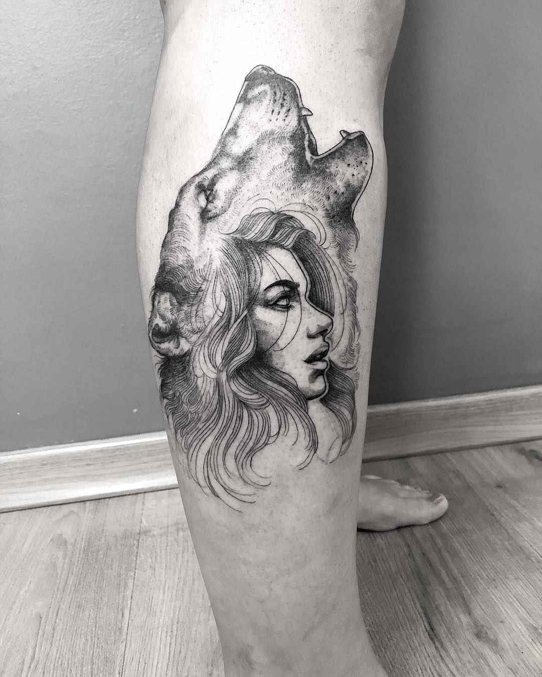 纹身艺术家Sandra Cunha创作的黑色纹身、线条纹身、现实主义 | 巴西