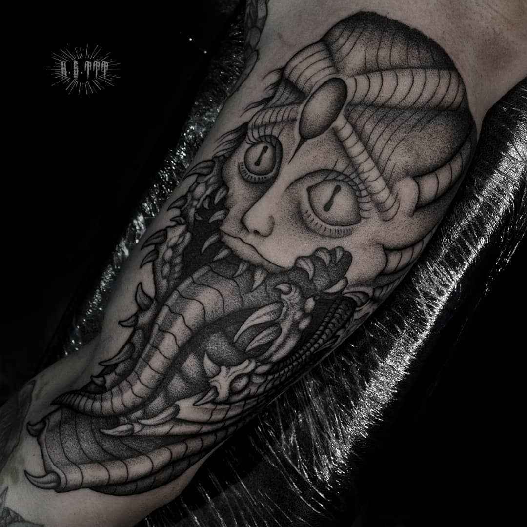 Tattoo artist Klim Shakhnin, authors black&grey horror surrealistic tattoo | Russia