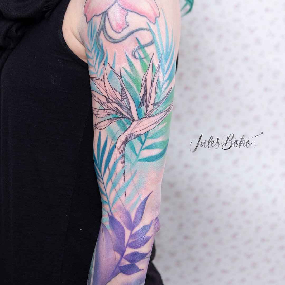 Tattoo artist Jules Boho color watercolor authors style abstract tattoo | Austria