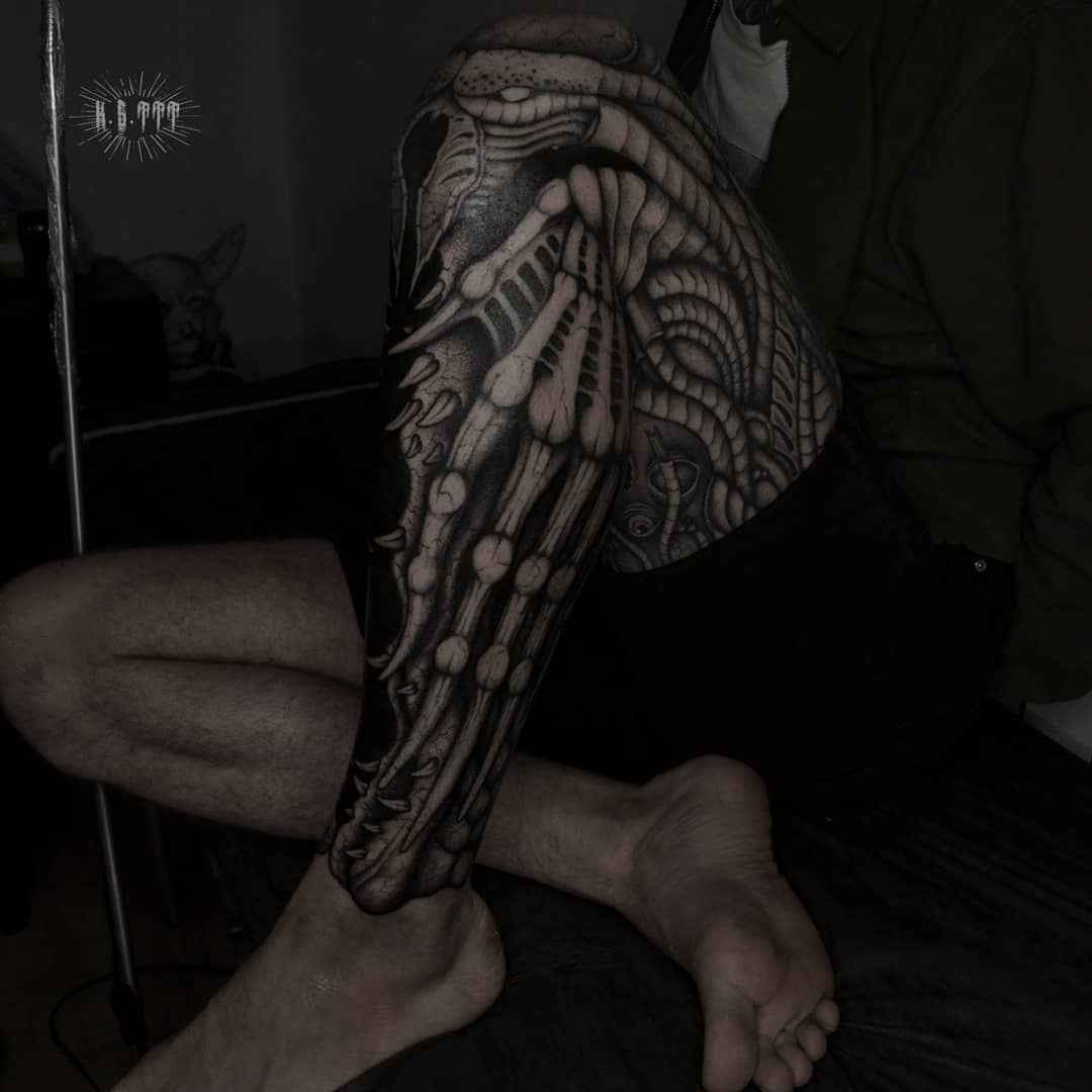 Tattoo artist Klim Shakhnin, authors black&grey horror surrealistic tattoo | Russia