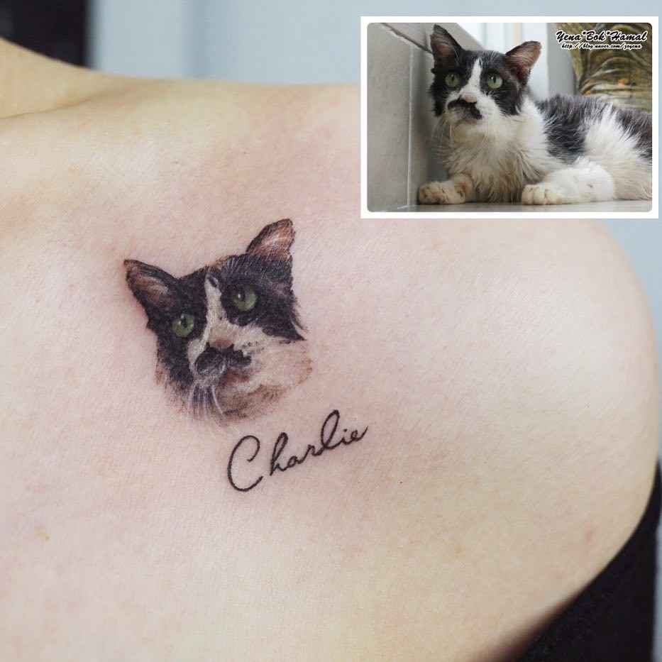 Tattoo artist Yammy, color and black and grey minimalistic pets tattoo | Seoul, Korea