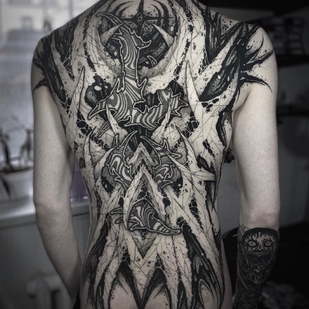 Male Black and Grey  tattoo on Back #67722 | Tattoo Artist Sergey Tymkiv