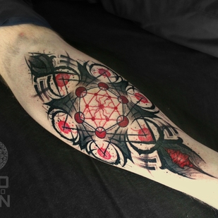 Male Color Lettering tattoo on Shin #67828 | Tattoo Artist Ioann Leo ( LEO-VAN )