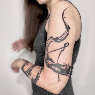 Female Black Abstract tattoo on Shoulder #68026 | Tattoo Artist Mary Nepostaeva