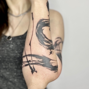 Female Black Abstract tattoo on Forearm #68027 | Tattoo Artist Mary Nepostaeva