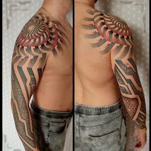 Male Black and Grey Ornamental tattoo on Sleeve #68044 | Tattoo Artist Ioann Leo ( LEO-VAN )