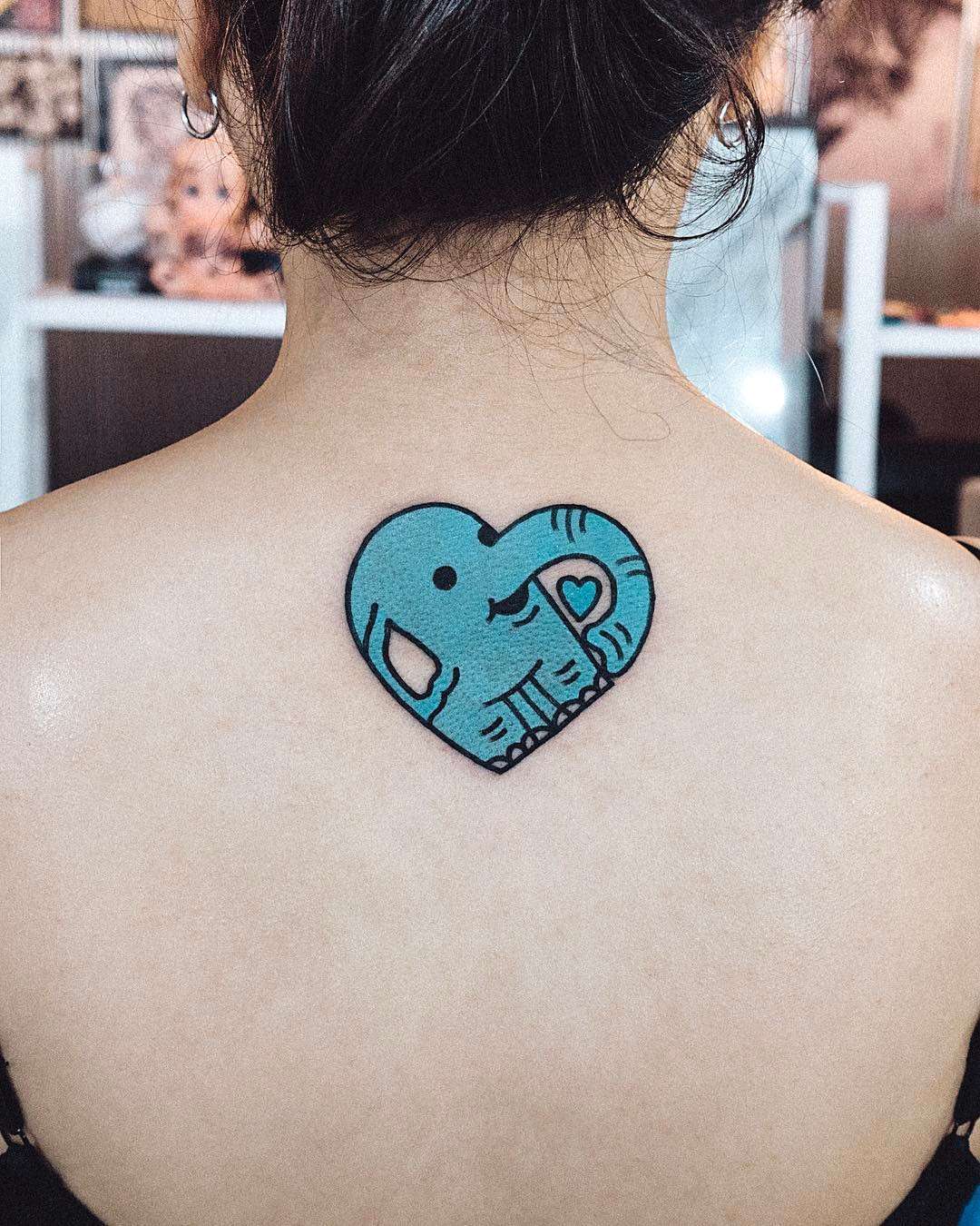 Tattoo artist Woo Loves You - authors style color and black graphic minimalism tattoo | Korea