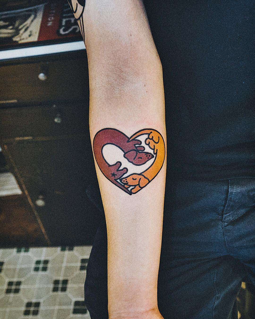 Tattoo artist Woo Loves You - authors style color and black graphic minimalism tattoo | Korea
