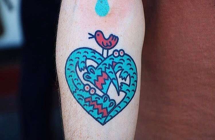 Tattoo artist Woo Loves You - authors style color and black graphic minimalism tattoo | Korea