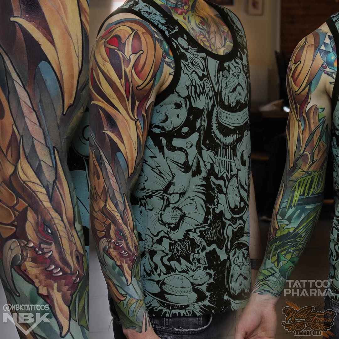 Tattoo artist Dmitriy Naboka, color authors style new school tattoo | Russia