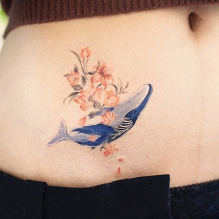 Female Color  tattoo on Stomach #36163 | Tattoo Artist Franky Yang