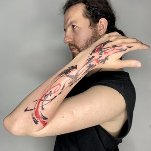 Male Color Abstract tattoo on Forearm #69502 | Tattoo Artist Mary Nepostaeva