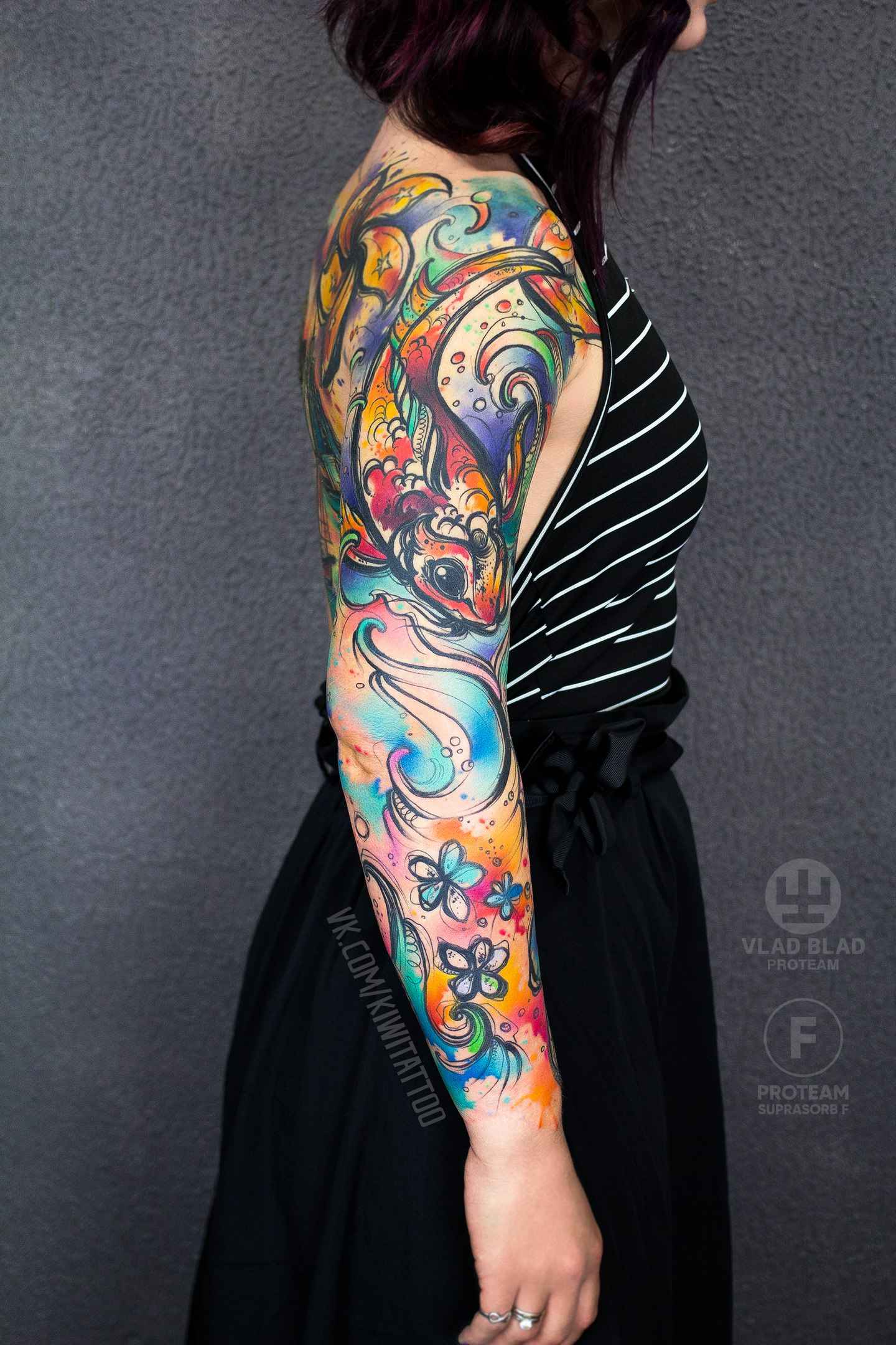 тату мастер Вика KIWI цветные скоростные скетч акварель татуировки | tattoo artist Vika KIWI colour sketch watercolor tattoo