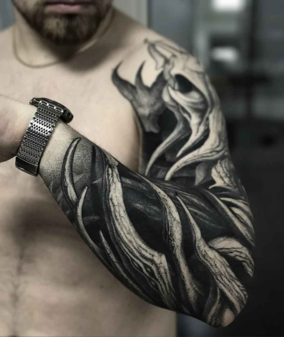 тату мастер Дени Актемиров черно-белые авторские татуировки | tattoo artist Deni Aktemirov black&grey realistic authors tattoo