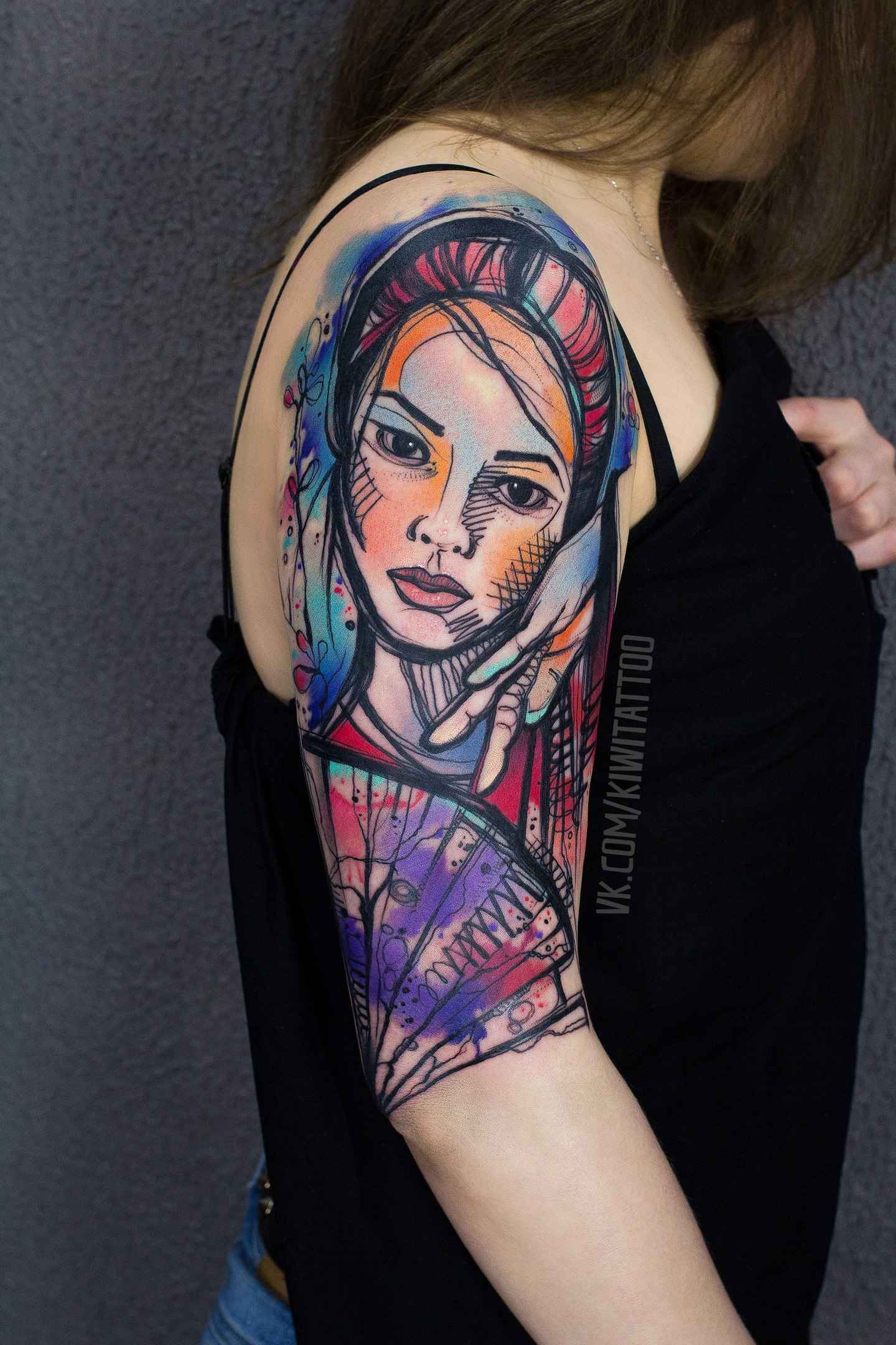 тату мастер Вика KIWI цветные скоростные скетч акварель татуировки | tattoo artist Vika KIWI colour sketch watercolor tattoo