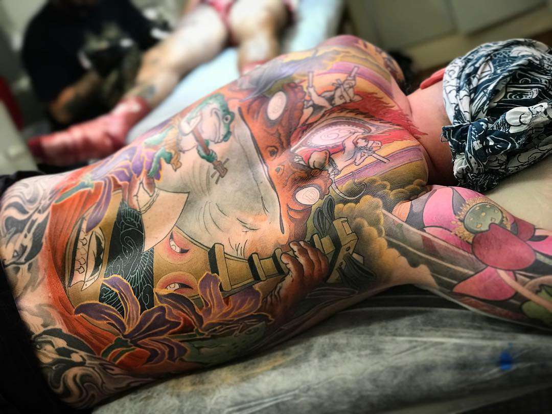 Tattoo artist Jee Sayalero, color traditional oriental Japanese tattoo | Spain