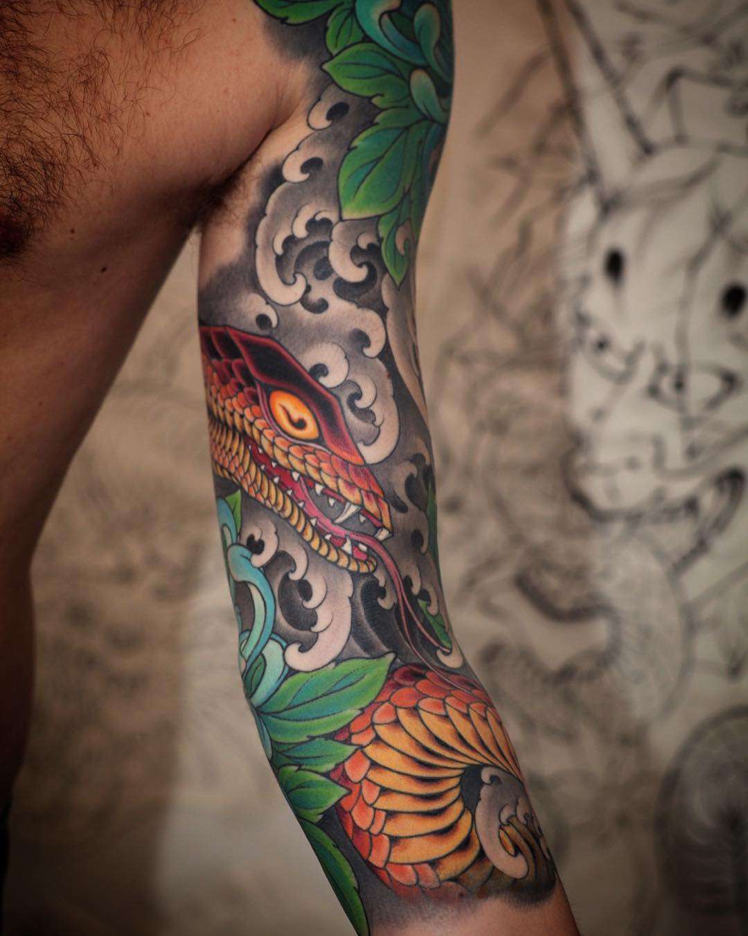 Tattoo artist Johan Svahn, color oriental Japanese tattoo, full body suit | Sweden