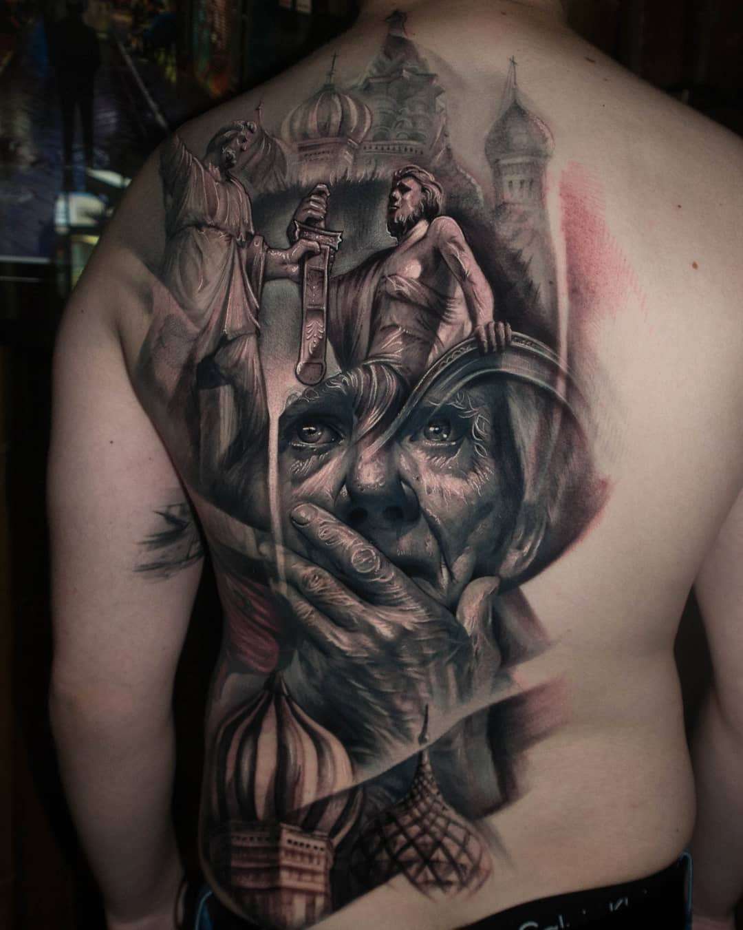 Tattoo artist Jayden Pengilly, color and black&grey authors portrait realism tattoo, surrealism | Australia
