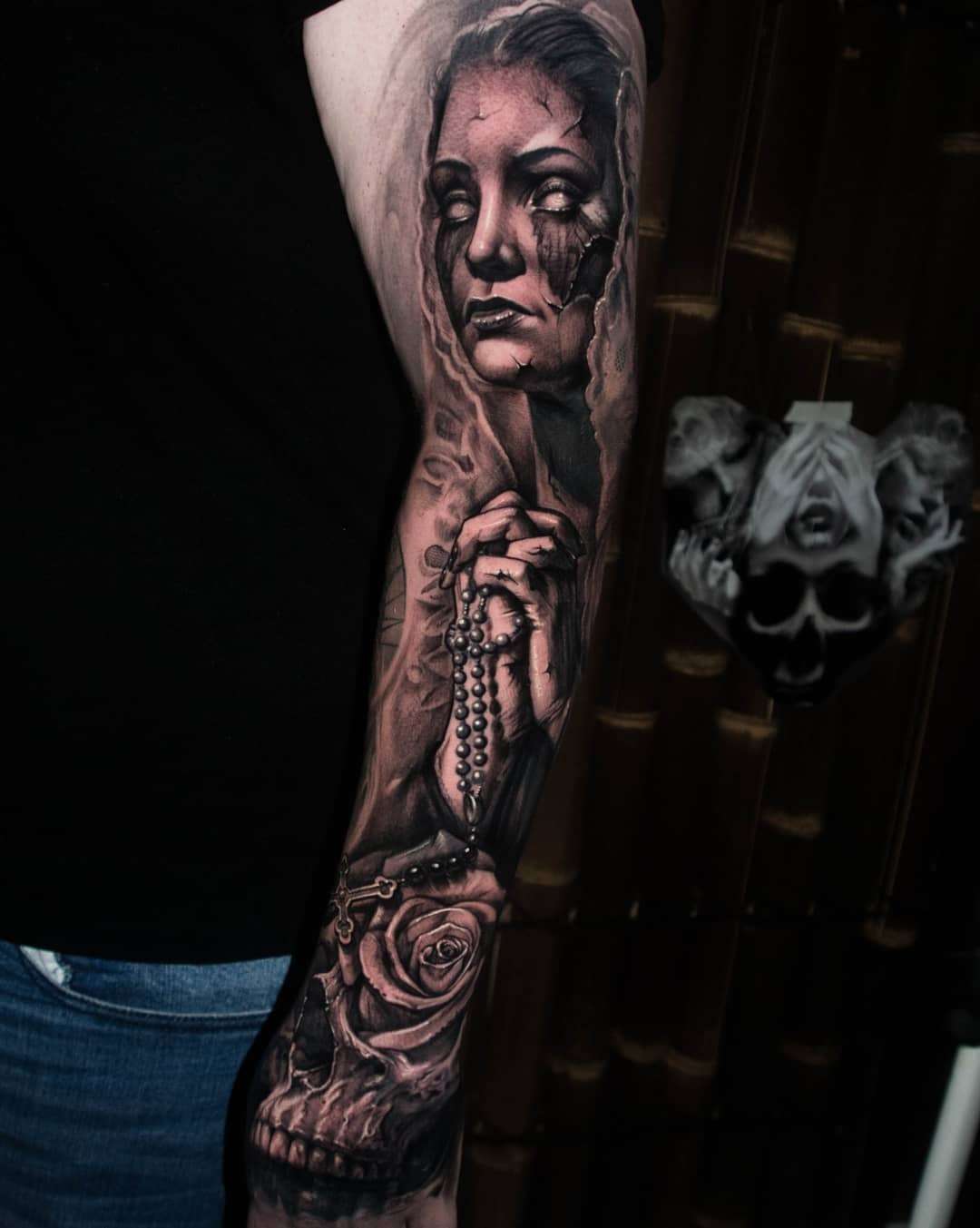Tattoo artist Jayden Pengilly, color and black&grey authors portrait realism tattoo, surrealism | Australia