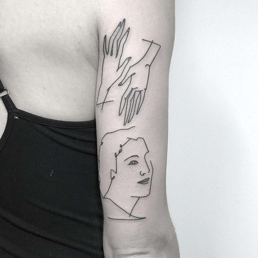 Tattoo artist Caleb Kilby, authors style abstract linework tattoo | United Kingdom