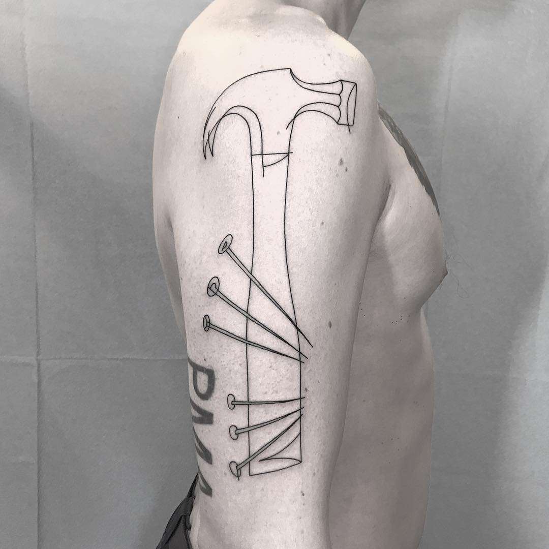 Tattoo artist Caleb Kilby, authors style abstract linework tattoo | United Kingdom