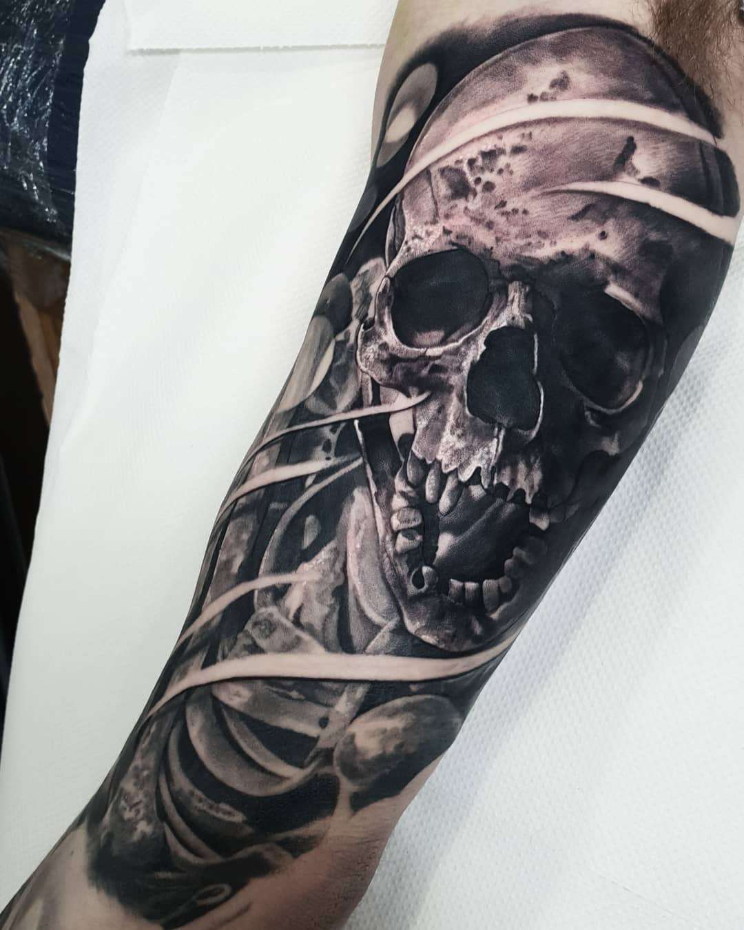 Black and gray detailed tattoo realism by Nick Imms