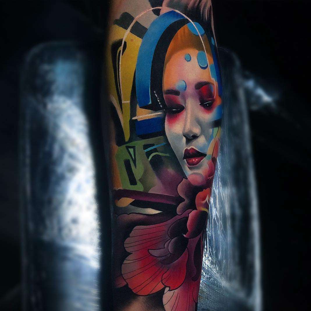 Tattoo artist Igor Mitrenga, color authors portrait realism tattoo | Czech Republic