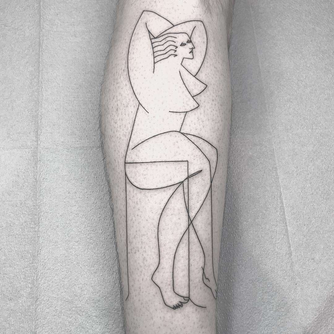 Tattoo artist Caleb Kilby, authors style abstract linework tattoo | United Kingdom