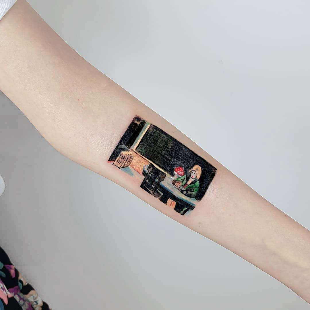 Tattoo artist Hakan Adik, authors style color and black watercolor minimalistic tattoo | Turkey
