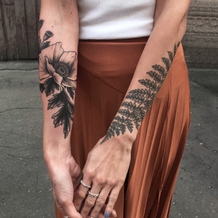 Female Color Botanical tattoo on Forearm #55278 | Tattoo Artist Olga Nekrasova