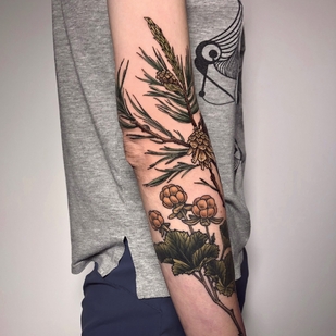 Female Color Botanical tattoo on Forearm #55281 | Tattoo Artist Olga Nekrasova