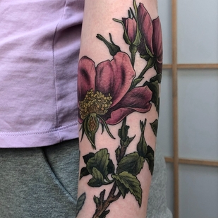 Female Color Botanical tattoo on Forearm #55289 | Tattoo Artist Olga Nekrasova