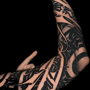 Black Lettering tattoo on Sleeve #55505 | Tattoo Artist Igor Klimin