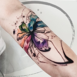 Female Color Watercolor tattoo on Forearm #70803 | Tattoo Artist PINKA