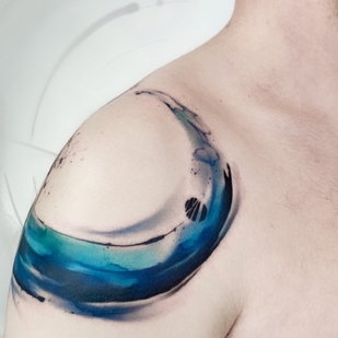 Male Color Watercolor tattoo on Shoulder #70795 | Tattoo Artist PINKA