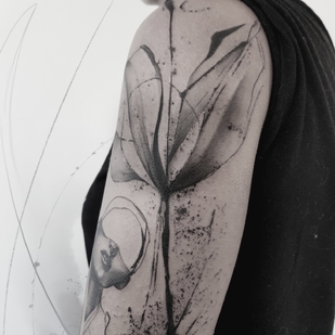 Female Black Watercolor tattoo on Shoulder #70801 | Tattoo Artist PINKA