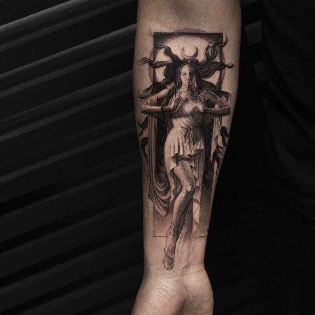 Тату мастер Oscar Akermo черно-белая дотворк реализм татуировка блэкворк | Tattoo artist Oscar Akermo blackwork dotwork realism tattoo