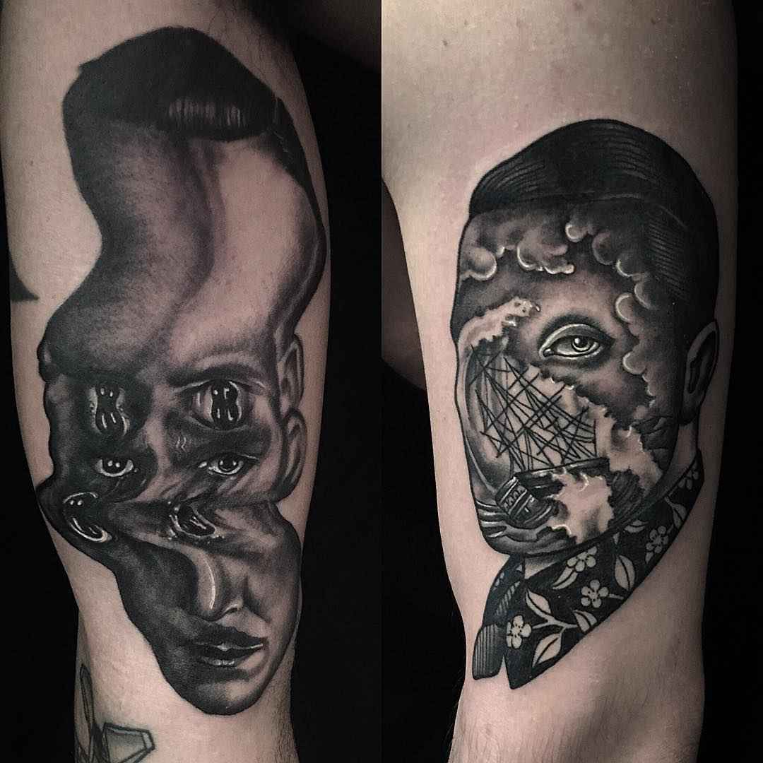 Тату мастер Pietro Sedda черная абстрактная татуировка блэкворк | Tattoo artist Pietro Sedda blackwork abstract tattoo