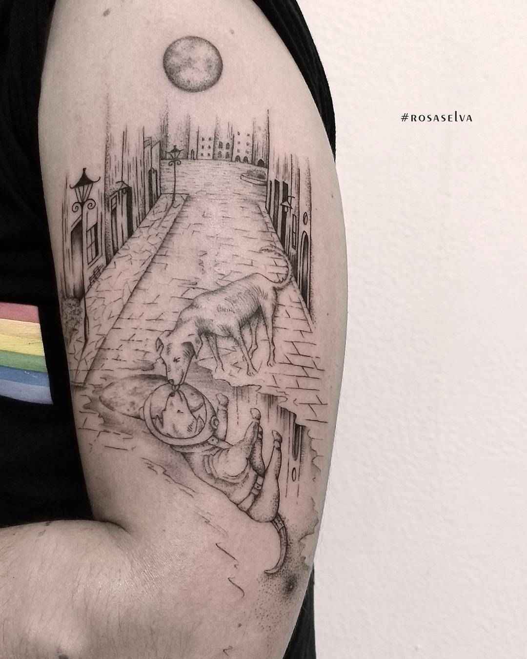 Тату мастер Rosa Selva черно-белая дотворк лайнворк татуировка | Tattoo artist Rosa Selva black dotwork linework tattoo