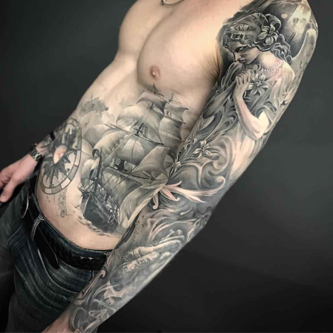 Tattoo artist Dmitriy Schelokov black&grey realistic tattoo