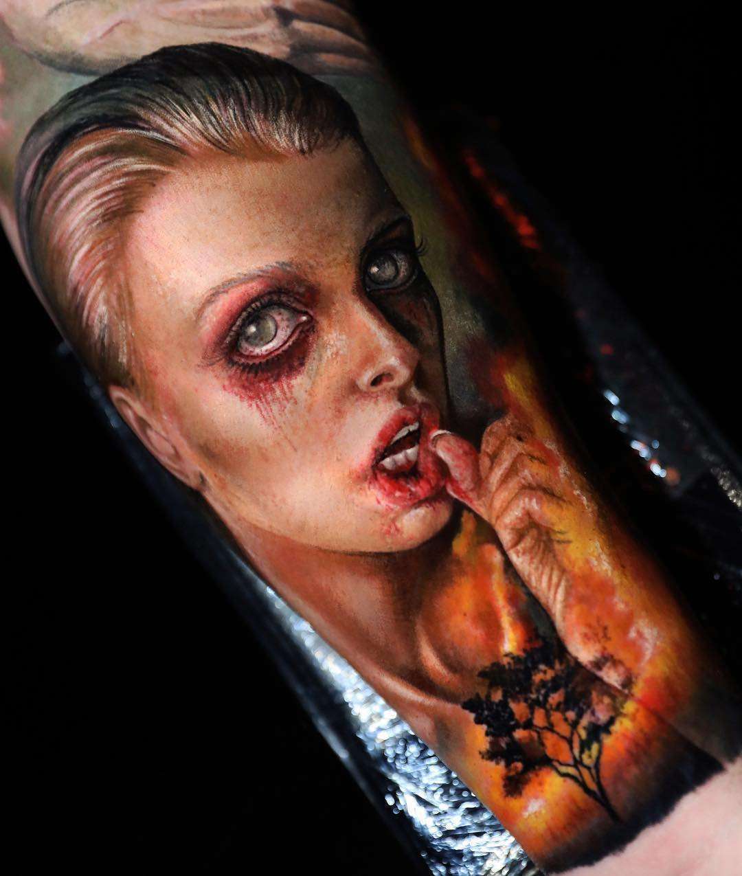 Tattoo artist Yomico Moreno, authors style color portrait realism, surrealism | USA