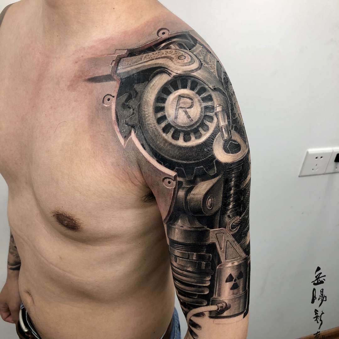 Tattoo artist Heng Yue, authors style black&grey traditional oriental realism | China